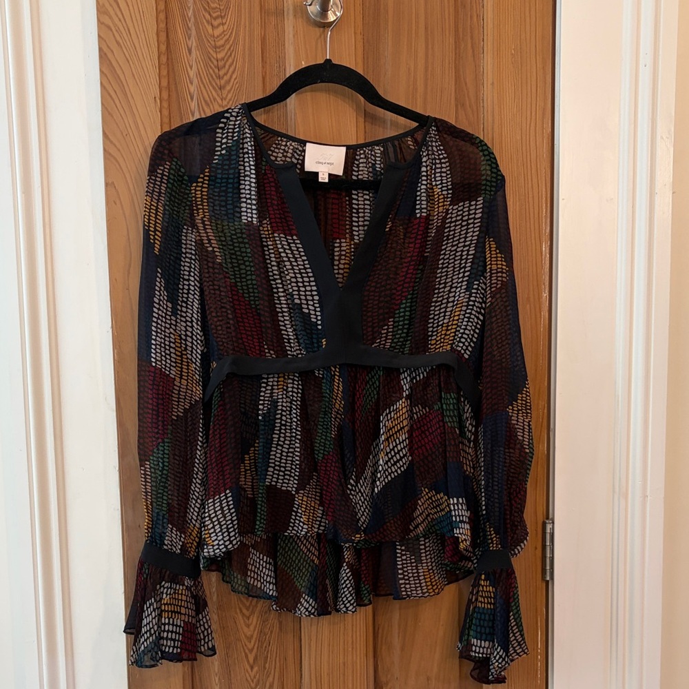 Cinq à Sept Multicolor Sheer Blouse